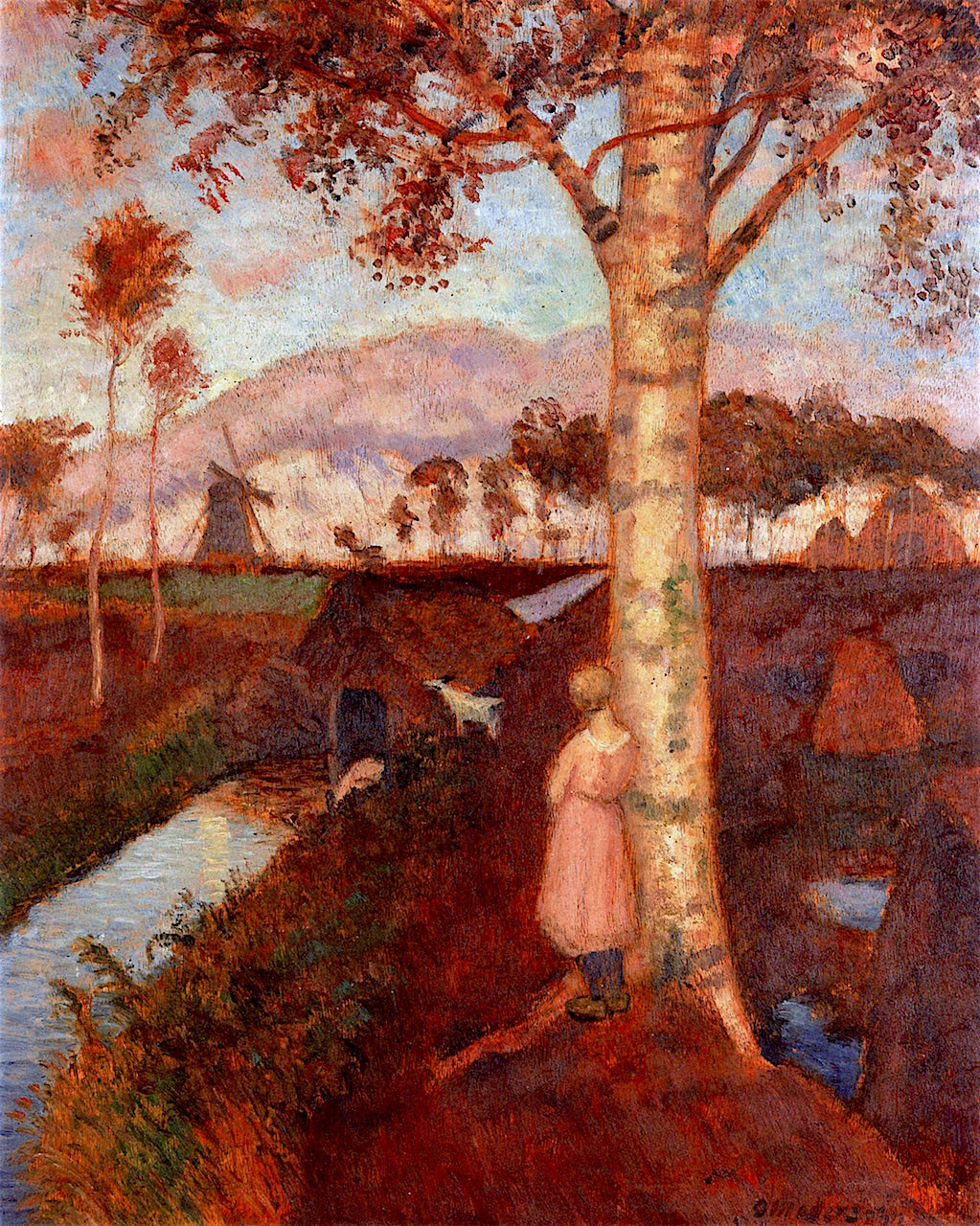 Evening in the Moorland, vintage artwork by Otto Modersohn, 12x8" (A4) Poster