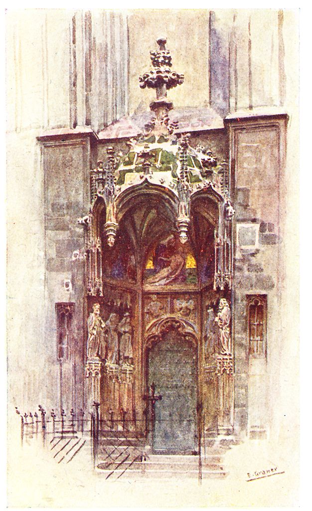 Maria am Stade Seitentor Wien, vintage artwork by Ernst Graner, 12x8" (A4) Poster