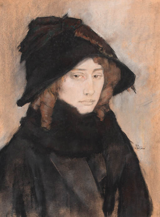 Portrait of An Overtoom, wife of the artist, vintage artwork by Leo Gestel, 12x8" (A4) Poster