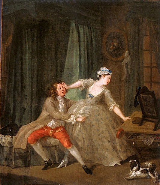 Before (indoor), vintage artwork by William Hogarth, 12x8" (A4) Poster