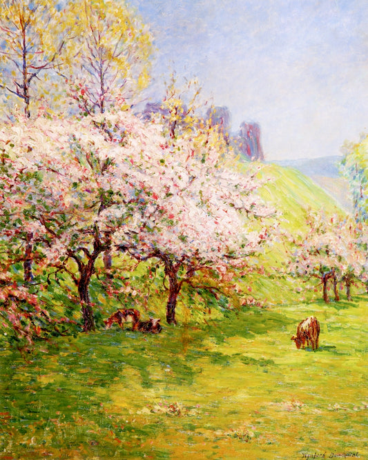 Château d'Arques-la-Bataille: Blossoms and Ruins, vintage artwork by Wynford Dewhurst, 12x8" (A4) Poster