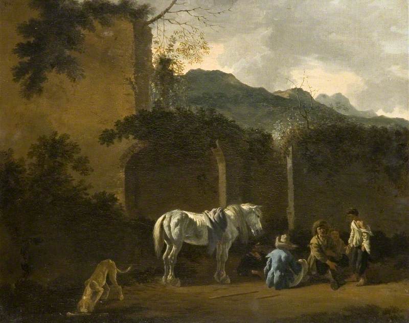Halt of the Gypsies, vintage artwork by Carel Dujardin, 12x8" (A4) Poster