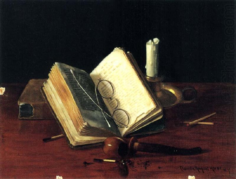 Book with Spectacles, Candle and Pipe by Claude Raguet Hirst,A3(16x12")Poster