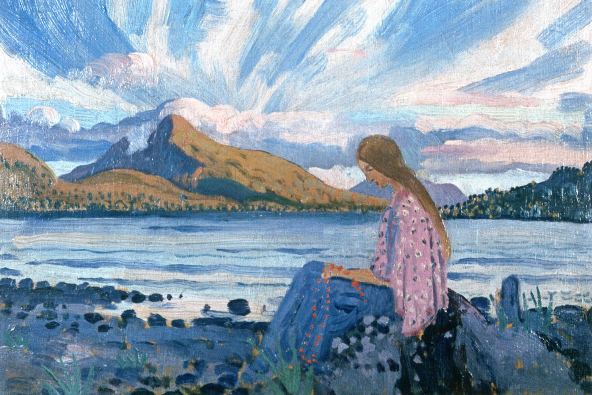 by  the Lake, Bala, vintage artwork by James Dickson Innes, 12x8" (A4) Poster
