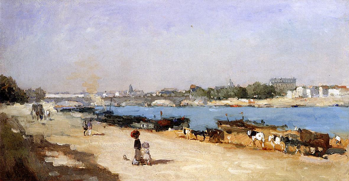The Banks of the Seine at Bercy, vintage artwork by Albert Lebourg, 12x8" (A4) Poster