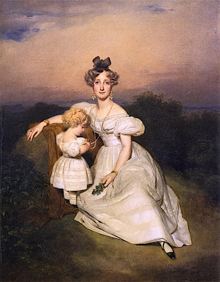 Grand Duchess Sophie of Baden with Prince Wilhelm, vintage artwork by Franz Xavier Winterhalter, A3 (16x12") Poster Print