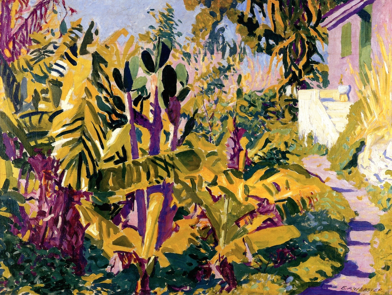 Bermuda Pathway and Bananas by Edwin Ambrose Webster,A3(16x12")Poster