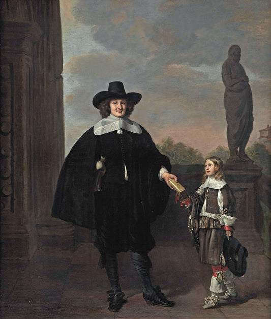 Frederick van Velthuysen with his Son Diederik van Veldhuyzen, vintage artwork by Thomas de Keyser, 12x8" (A4) Poster