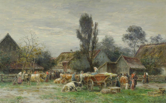 Country market, vintage artwork by Karl Stuhlmuller, 12x8" (A4) Poster