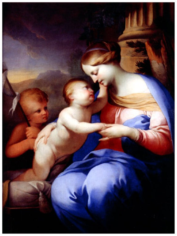 The Virgin, Child and John the Baptist, vintage artwork by Lubin Baugin, 12x8" (A4) Poster