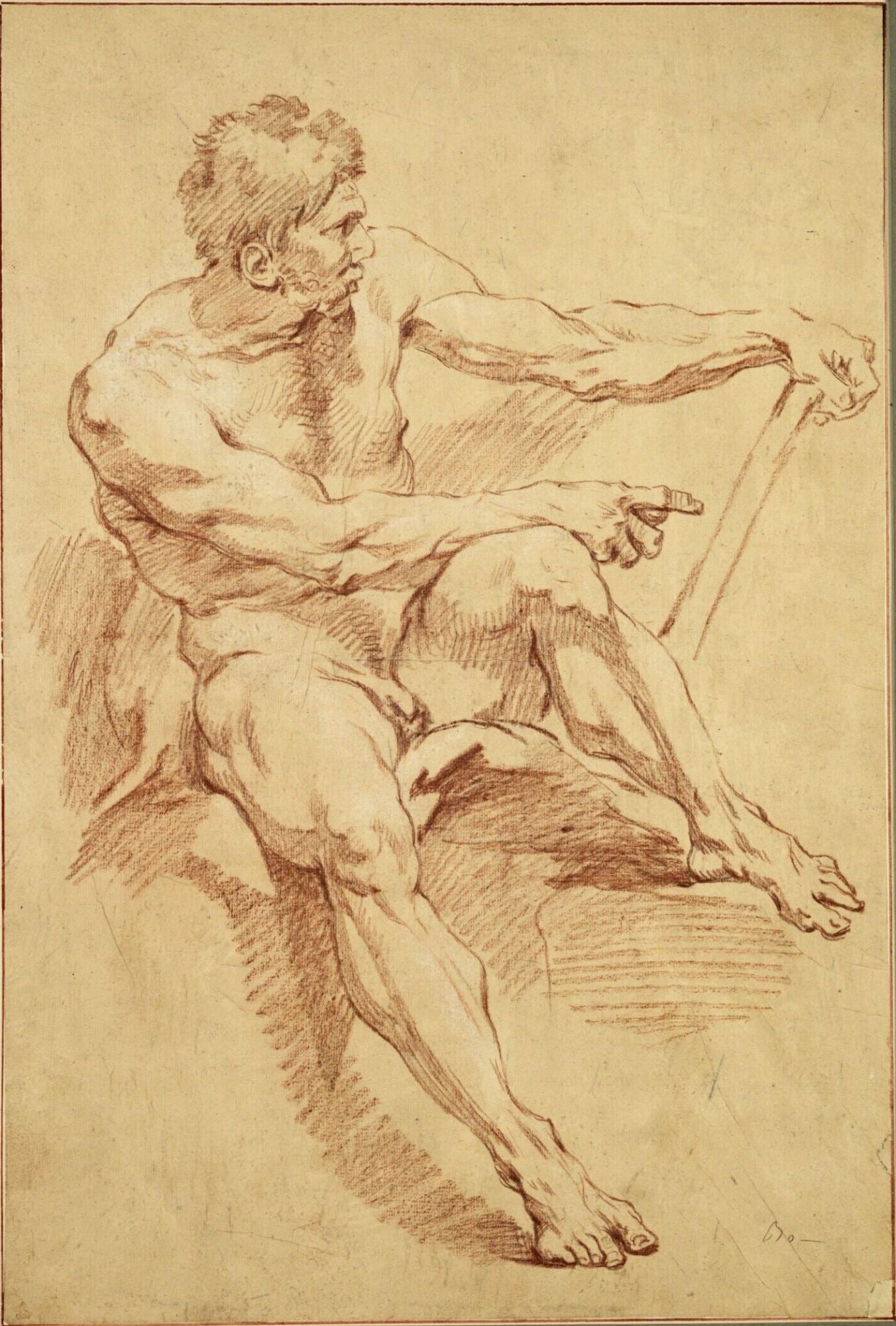 Academic Nude Sitten, vintage artwork by François Boucher, 12x8" (A4) Poster