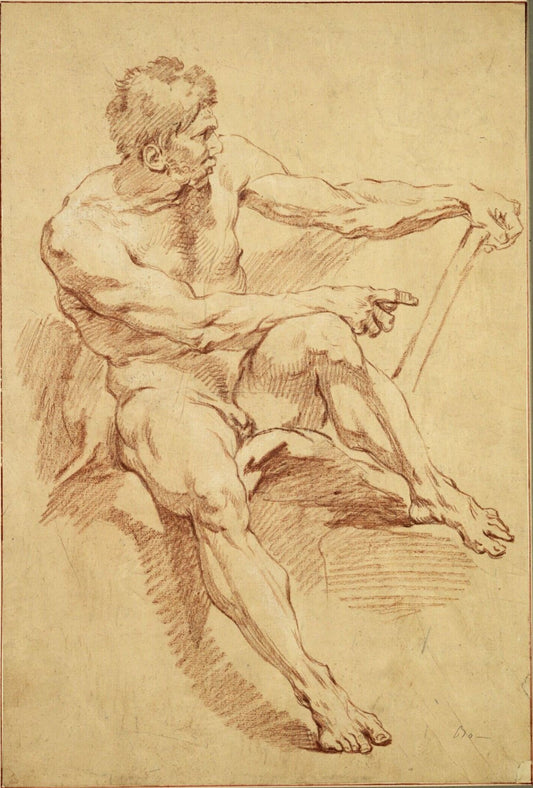 Academic Nude Sitten, vintage artwork by François Boucher, 12x8" (A4) Poster