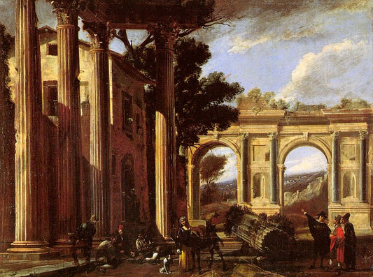Architectural View, vintage artwork by Viviano Codazzi, 12x8" (A4) Poster