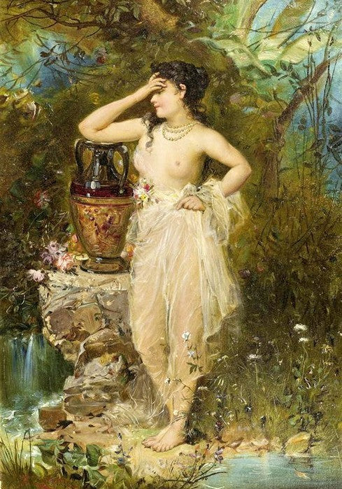 A beautiful woman bathing by Hans Zatzka,A3(16x12")Poster