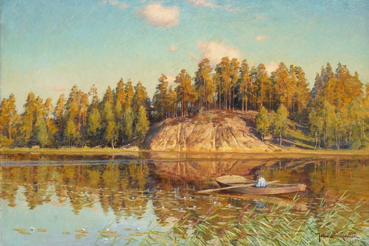 Boy in a Boat, vintage artwork by Johan Krouthen, 12x8" (A4) Poster