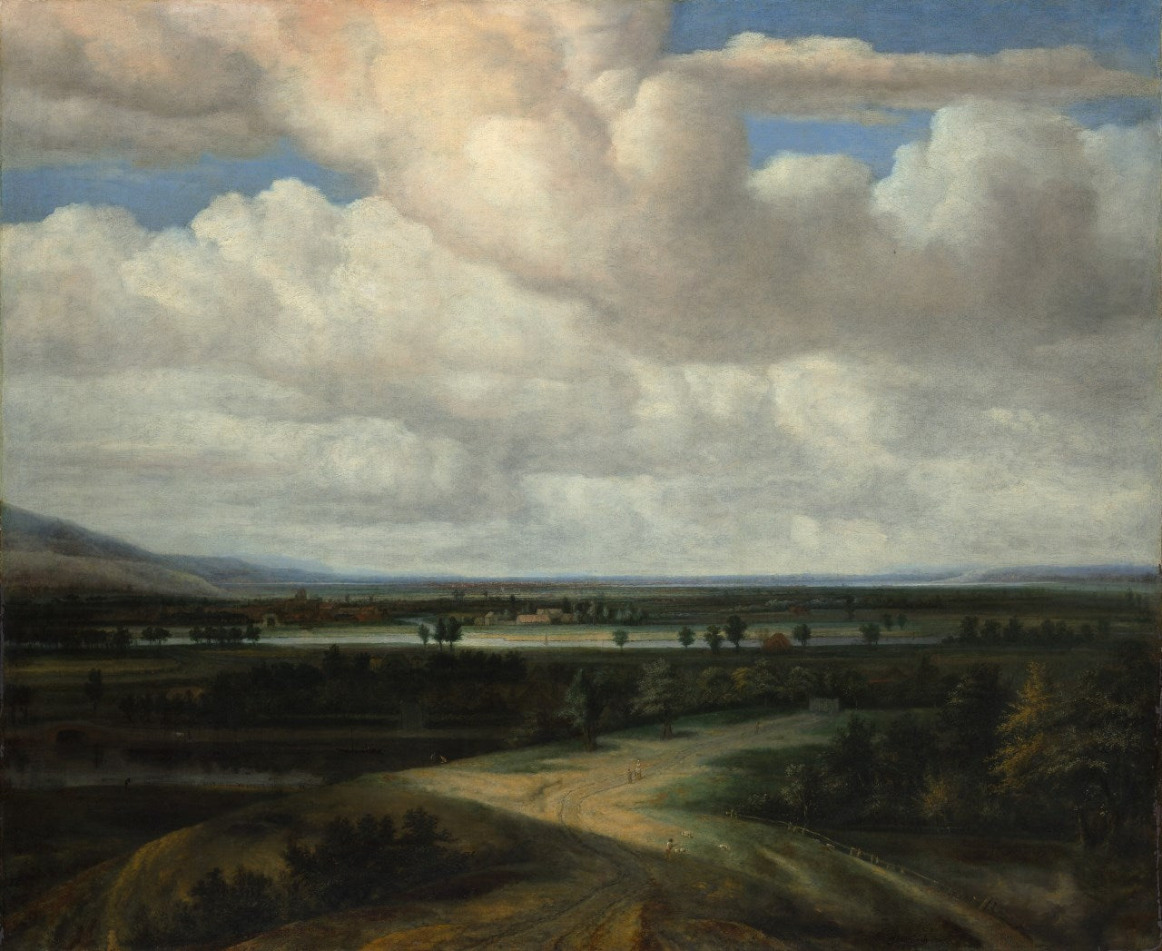 A Panoramic Landscape with a Country Estate, vintage artwork by Philips Koninck, 12x8" (A4) Poster