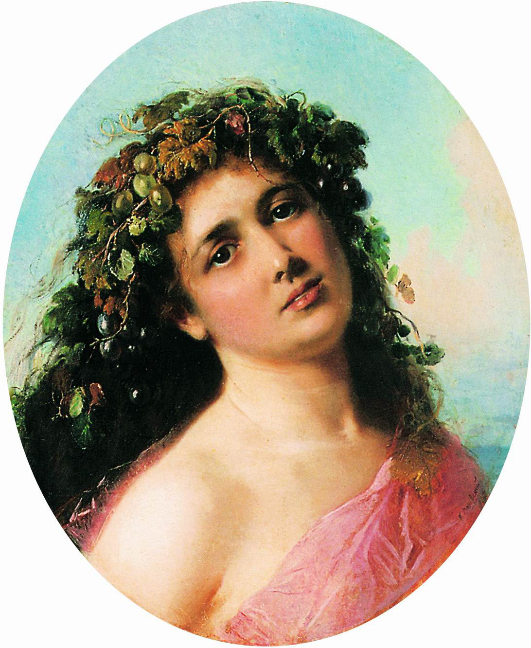 Bacchante, vintage artwork by Konstantin Yegorovich Makovsky, 12x8" (A4) Poster