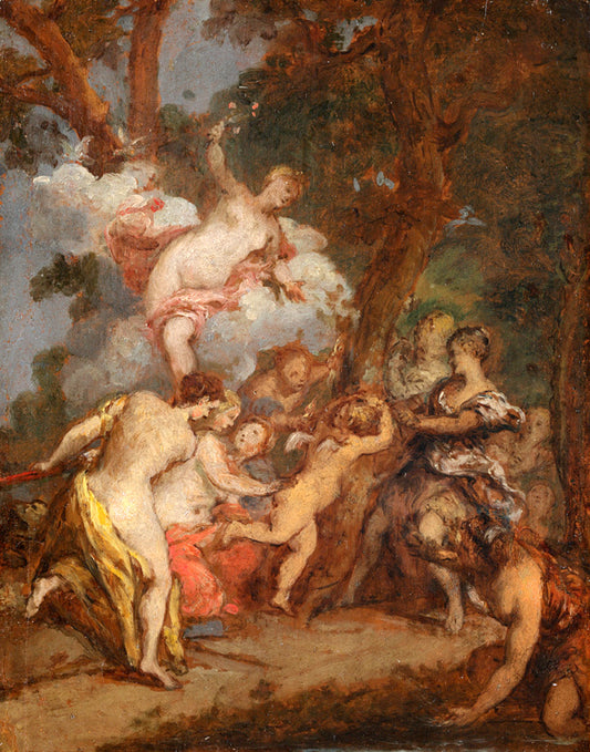 The Punition of Cupid, vintage artwork by Nicolas Vleughels, 12x8" (A4) Poster
