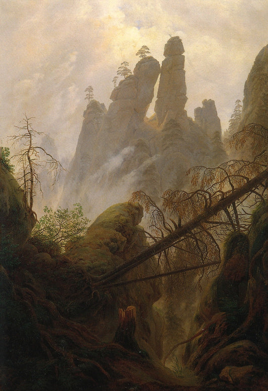 Rocky Landscape in the Elbsandsteingebirge, vintage artwork by Caspar David Friedrich, 12x8" (A4) Poster
