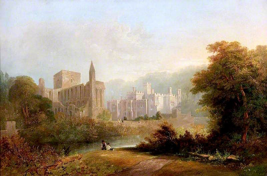 Brinkburn Grange and the Ruins of Brinkburn Priory, vintage artwork by John Wilson Carmichael, A3 (16x12") Poster Print