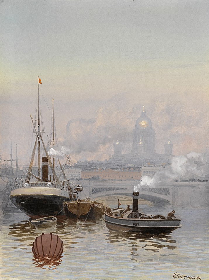 View of Kazan Cathedral from the Neva by Karl Geftler,A3(16x12")Poster
