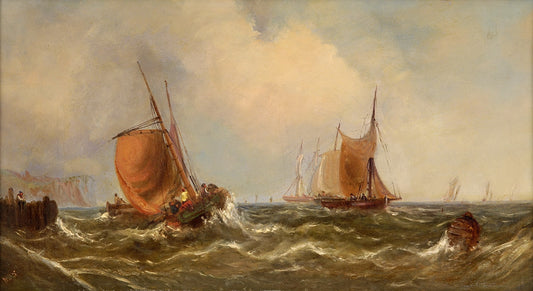 Fishing boats off the English coast, vintage artwork by Clarkson Frederick Stanfield, A3 (16x12") Poster Print