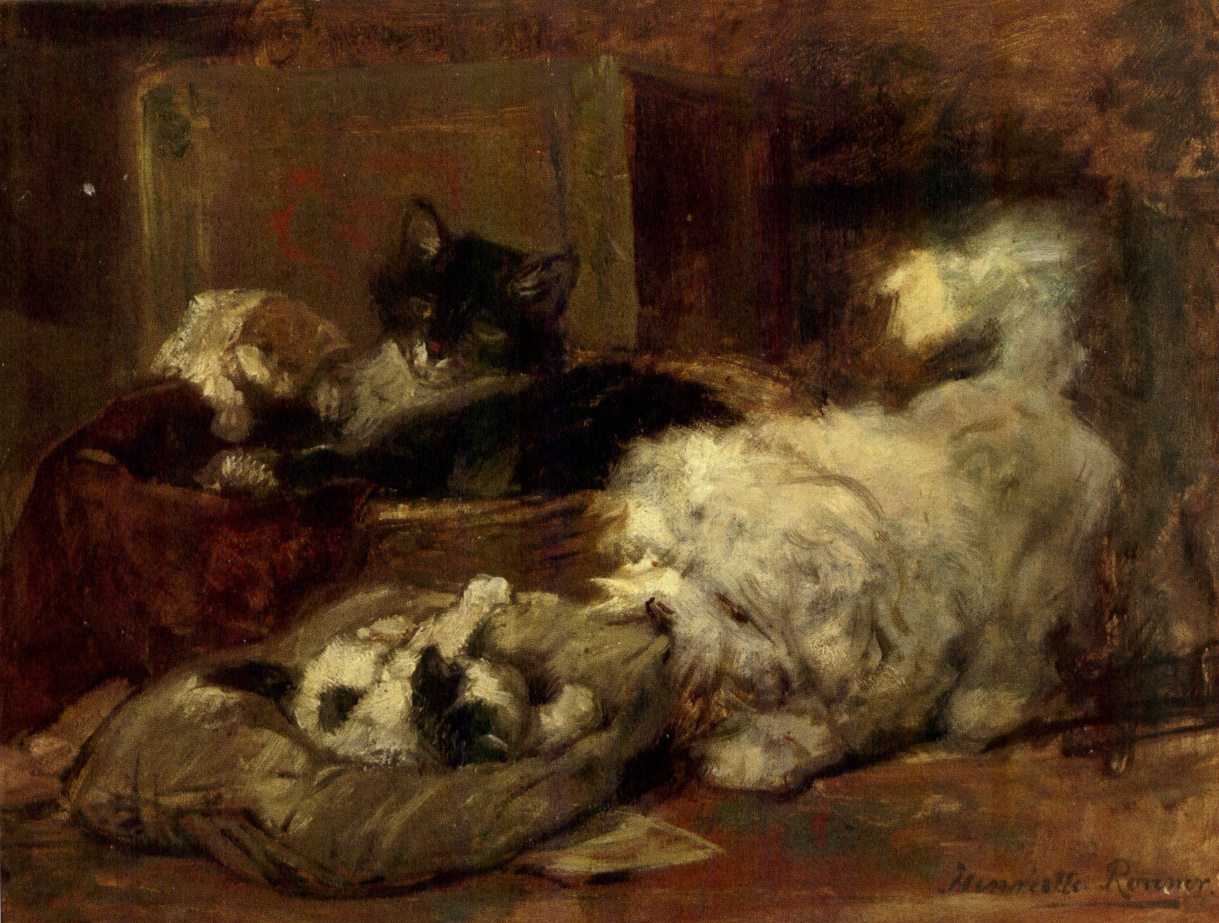 Carefree Friends, vintage artwork by Henriette Ronner-Knip, A3 (16x12") Poster Print