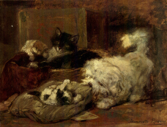 Carefree Friends, vintage artwork by Henriette Ronner-Knip, A3 (16x12") Poster Print