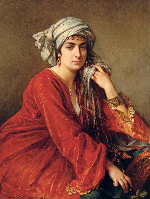 Oriental Lady, vintage artwork by Cesare dell'Acqua, A3 (16x12") Poster Print