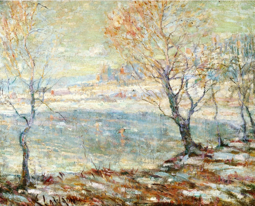 Inwood on Hudson, In the Snow, vintage artwork by Ernest Lawson, 12x8" (A4) Poster