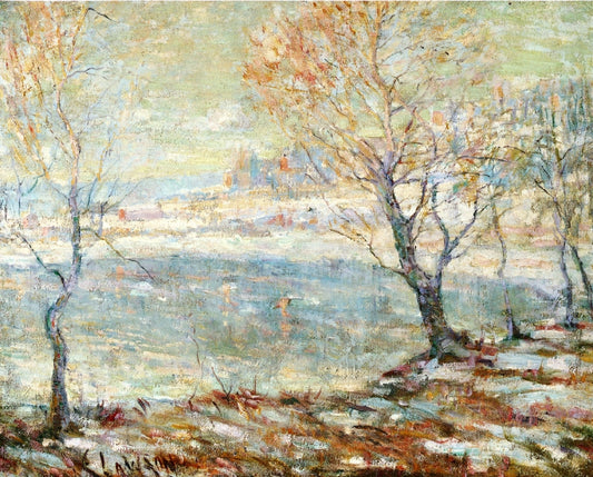 Inwood on Hudson, In the Snow, vintage artwork by Ernest Lawson, 12x8" (A4) Poster