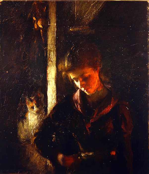 by  the Fireside, vintage artwork by Frank Bramley, R.A., 12x8" (A4) Poster