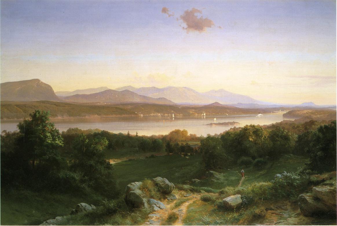 View of The Hudson from Hyde Park, vintage artwork by Johann Hermann Carmiencke, A3 (16x12") Poster Print
