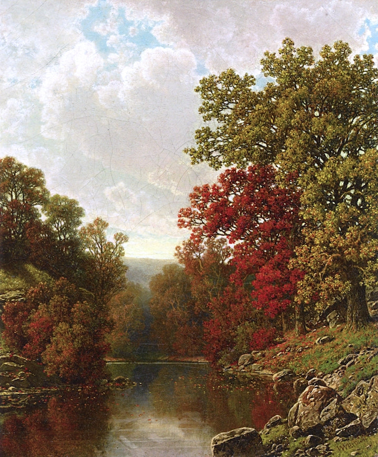 Autumn on a Lake, vintage artwork by William Mason Brown, 12x8" (A4) Poster