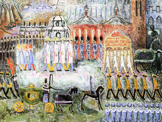 Dowager Queen Sofia's Funeral, vintage artwork by Nils Dardel, 12x8" (A4) Poster