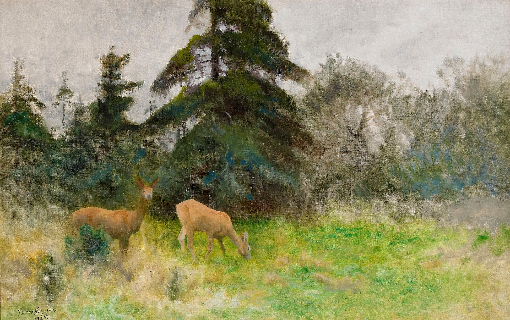 Deer in the summer woods by Bruno Liljefors,A3(16x12")Poster