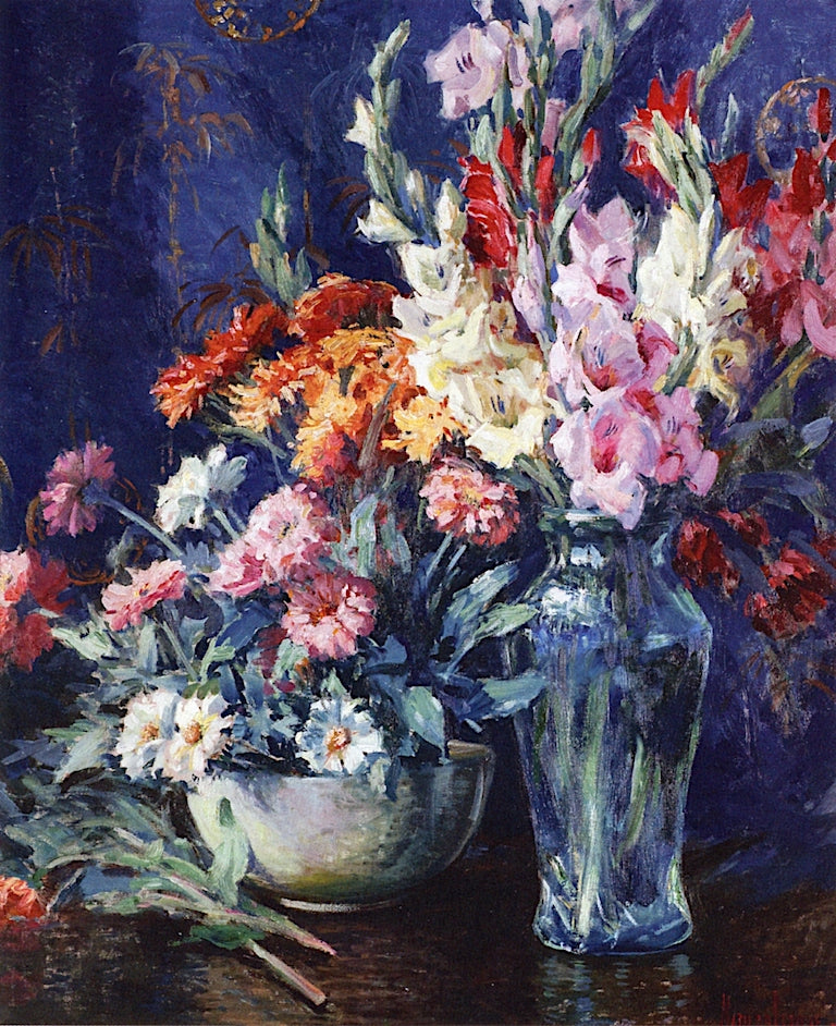 Zinnias and Gladiolas by Matilda Browne,A3(16x12")Poster