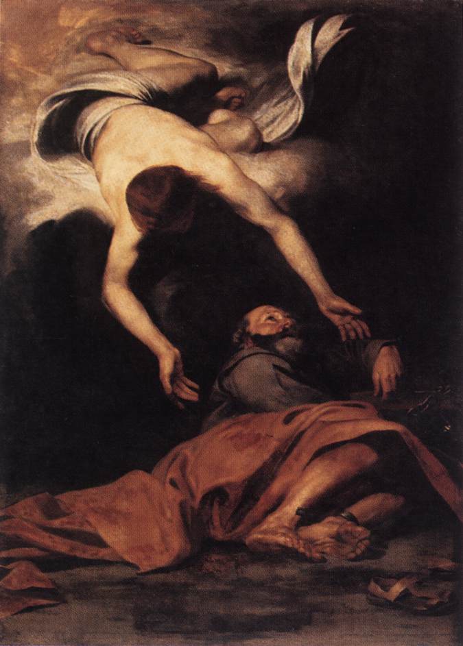 Saint Peter Freed from Prison, vintage artwork by Pier Francesco Mola, 12x8" (A4) Poster