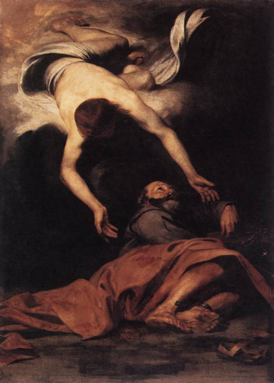 Saint Peter Freed from Prison, vintage artwork by Pier Francesco Mola, 12x8" (A4) Poster