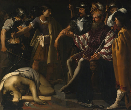 Mucius Scaevola before Porsenna, vintage artwork by Hendrick Terbrugghen, 12x8" (A4) Poster