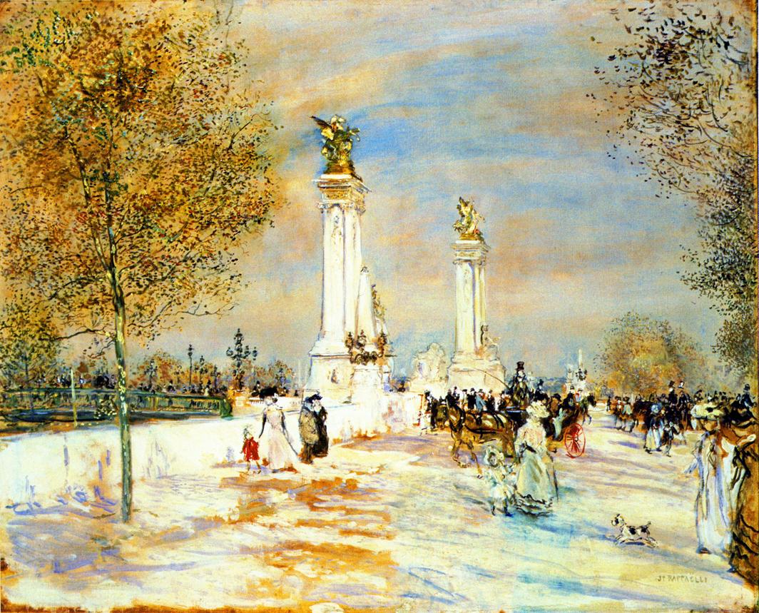Pont Aleandre III, vintage artwork by Jean-François Raffaëlli, 12x8" (A4) Poster