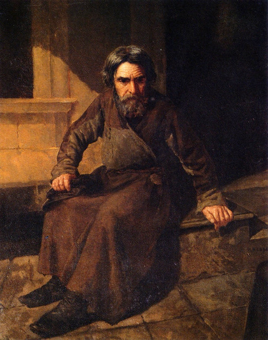 Moscow Caretaker, vintage artwork by Nikolai Vasilevich Nevrev, 12x8" (A4) Poster