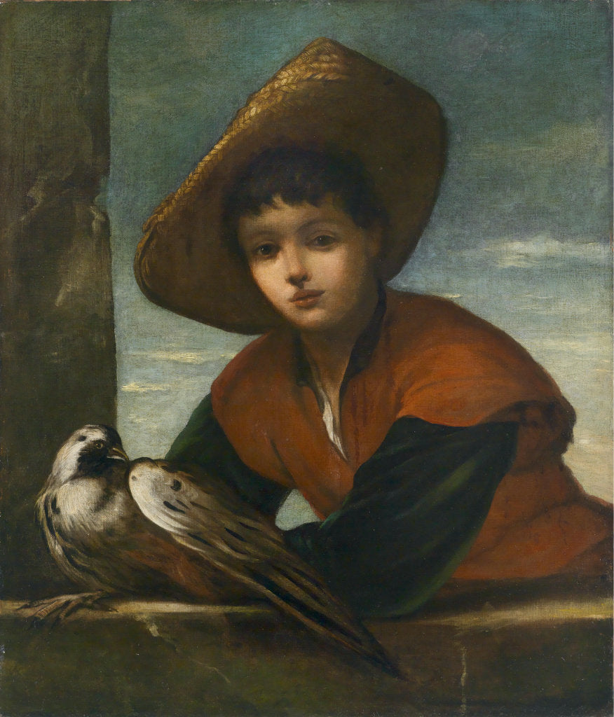 Portrait of a Boy with a Falcon, vintage artwork by Willem Drost, 12x8" (A4) Poster