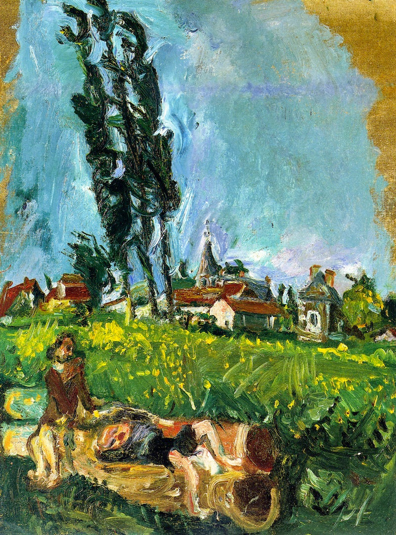 Children Playing at Chimpigny, vintage artwork by Chaim Soutine, 12x8" (A4) Poster
