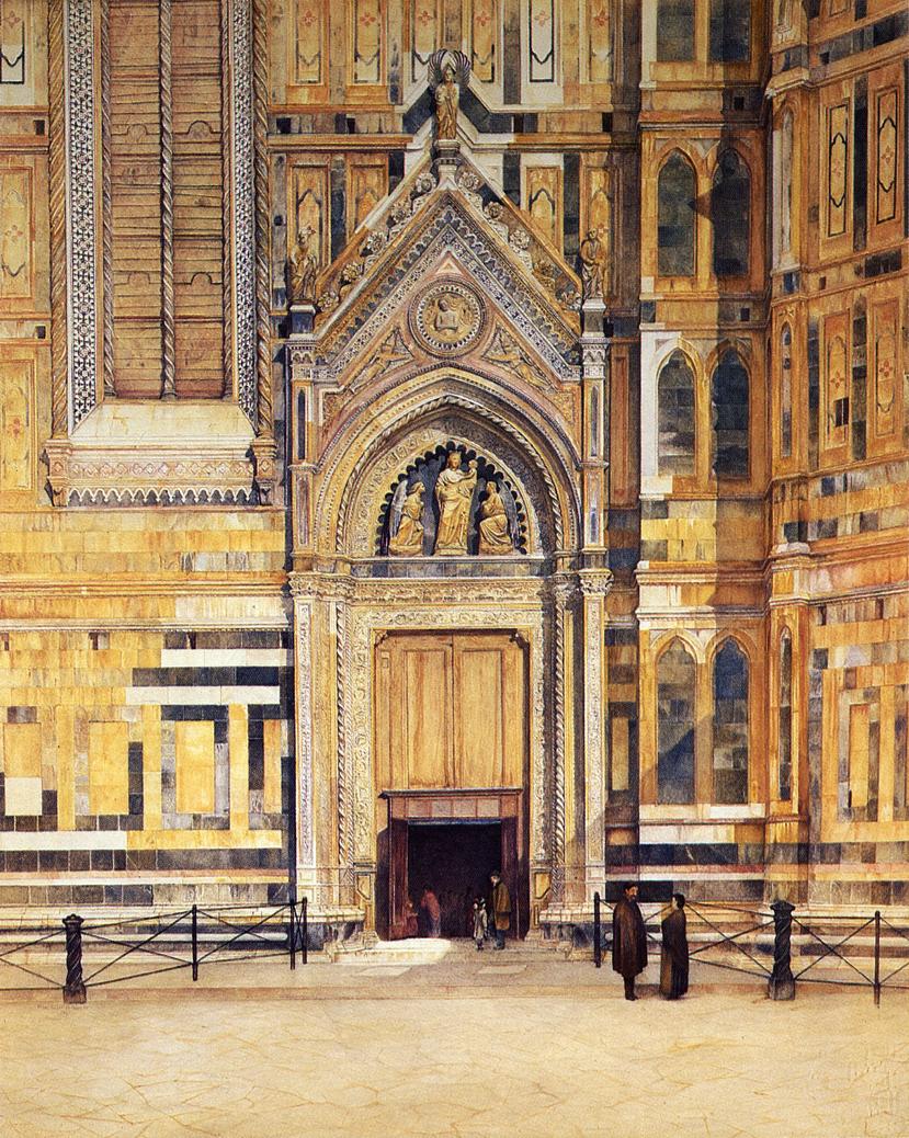 The South Door of the Duomo, vintage artwork by Henry Roderick Newman, 12x8" (A4) Poster
