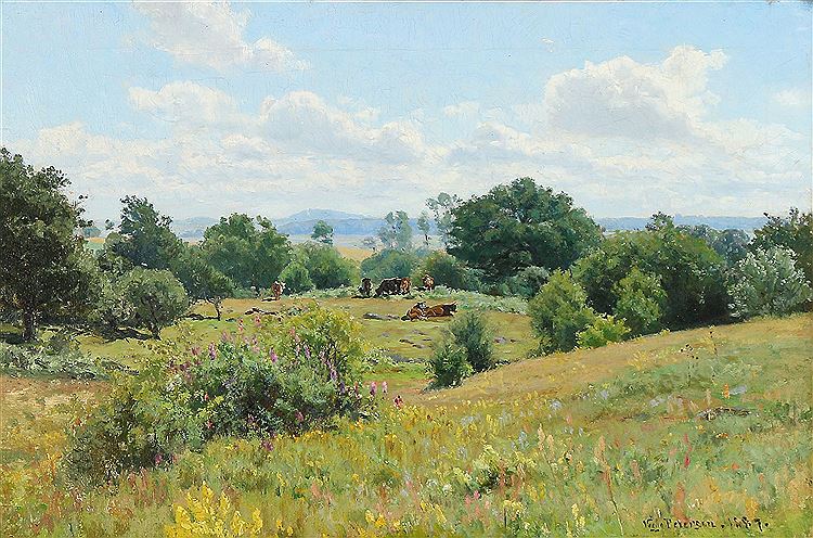 Hills with Cows by Viggo Pedersen,A3(16x12")Poster