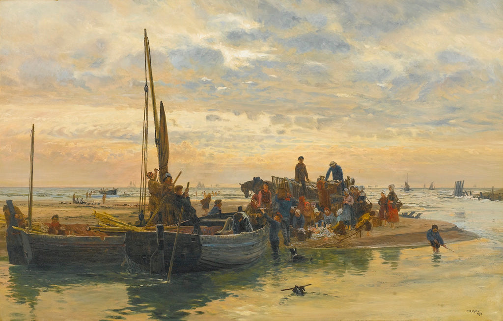Landing Fish, Ambleteuse, vintage artwork by William Lionel Wyllie, 12x8" (A4) Poster