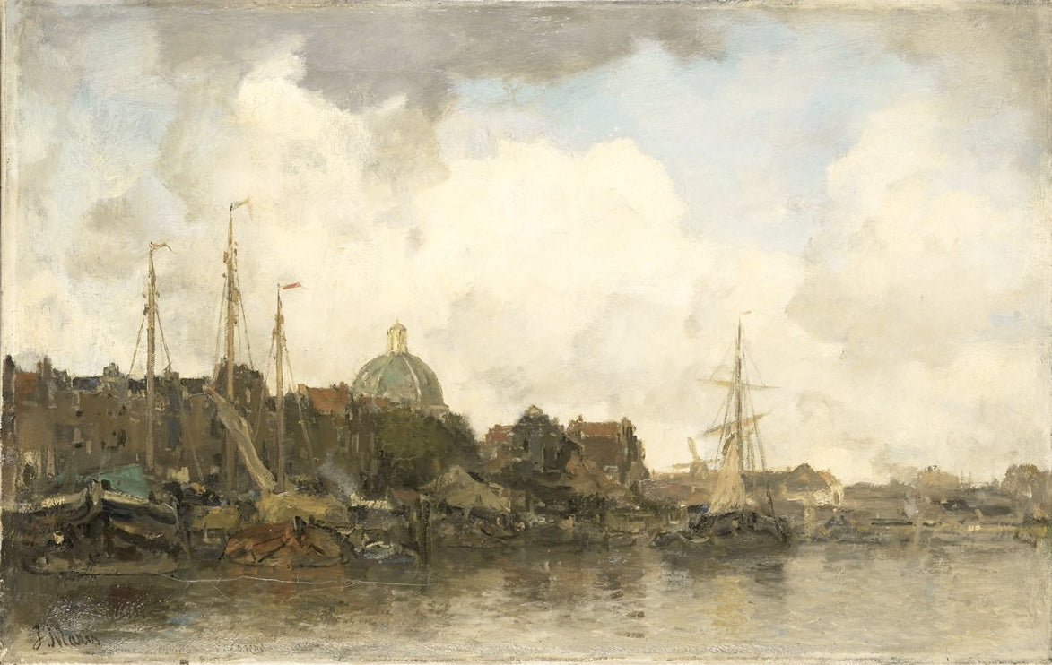 Cityscape with Domed Church, vintage artwork by Jacob Maris, 12x8" (A4) Poster