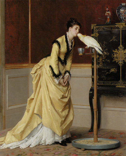 Le Baiser, vintage artwork by Gustave-Leonard de Jonghe, 12x8" (A4) Poster