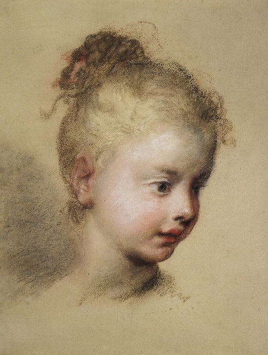 Head of a Child in Profile, vintage artwork by Rosalba Carriera, 12x8" (A4) Poster